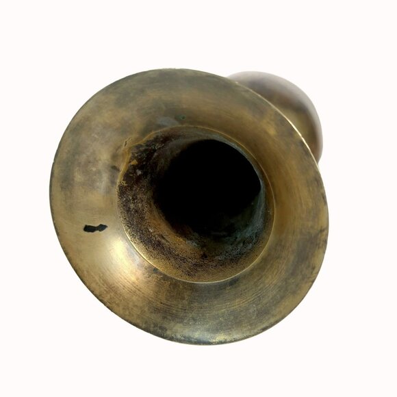 Vintage Solid Brass Etched Floral Design Vase Made In India - 13.75" Tall - Picture 5 of 7